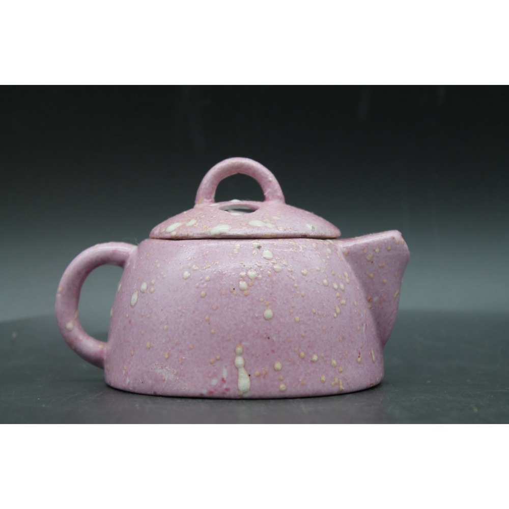 Handmade Studio Art Pottery Mini Teapot Pink Speckled Glaze Loop Handle